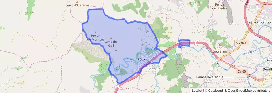 Mapa de ubicacion de Rótova.