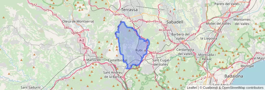 Mapa de ubicacion de Rubí.