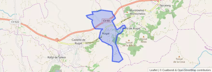 Mapa de ubicacion de Rugat.