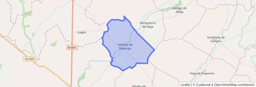 Mapa de ubicacion de Saelices de Mayorga.