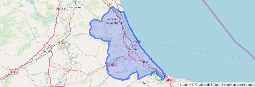 Mapa de ubicacion de Safor.