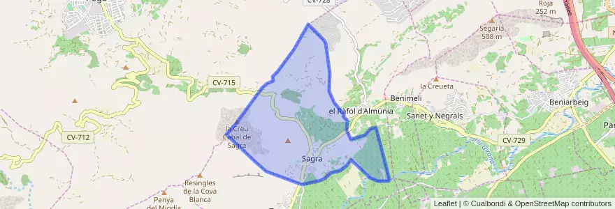 Mapa de ubicacion de Sagra.