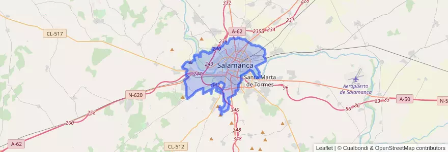 Mapa de ubicacion de Salamanca.