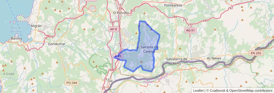 Mapa de ubicacion de Salceda de Caselas.