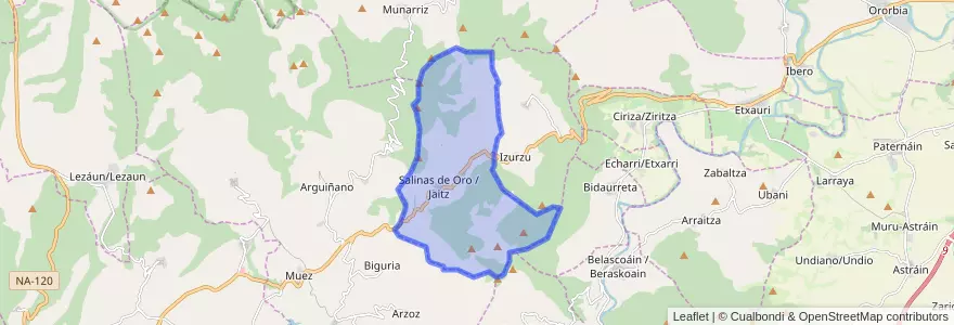 Mapa de ubicacion de Salinas de Oro.