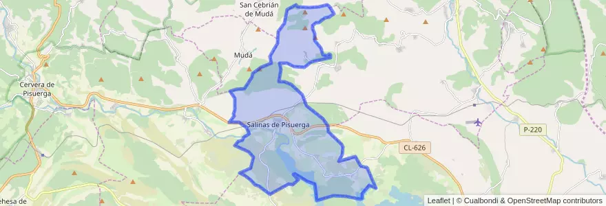 Mapa de ubicacion de Salinas de Pisuerga.