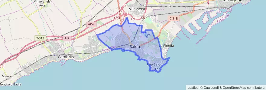 Mapa de ubicacion de Salou.