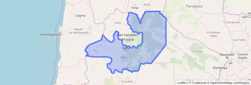 Mapa de ubicacion de Salta.