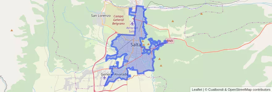 Mapa de ubicacion de Salta.