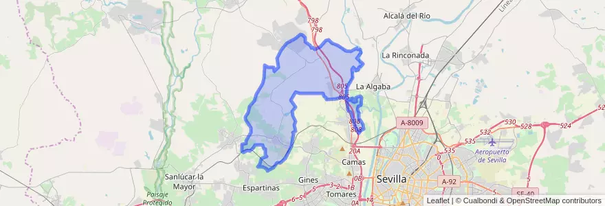 Mapa de ubicacion de Salteras.