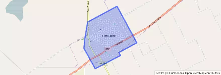 Mapa de ubicacion de Sampacho.