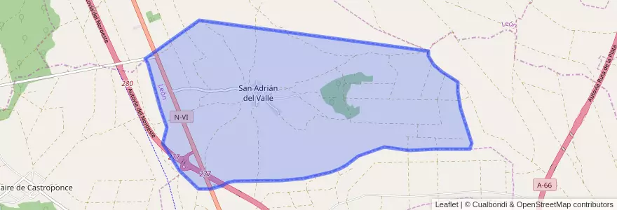 Mapa de ubicacion de San Adrián del Valle.