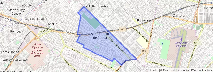 Mapa de ubicacion de San Antonio de Padua.