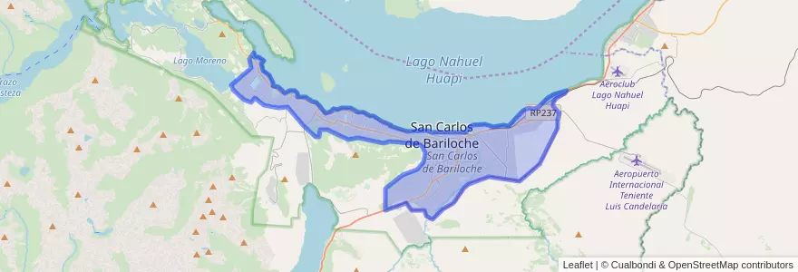 Mapa de ubicacion de San Carlos de Bariloche.