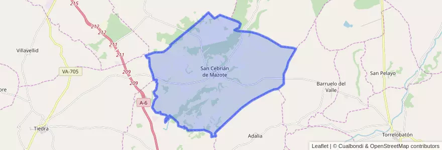 Mapa de ubicacion de San Cebrián de Mazote.