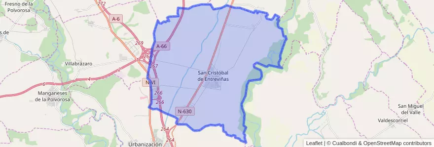 Mapa de ubicacion de San Cristóbal de Entreviñas.