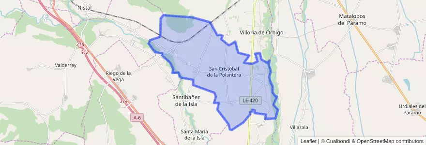 Mapa de ubicacion de San Cristóbal de la Polantera.
