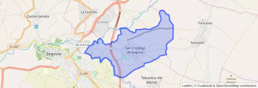 Mapa de ubicacion de San Cristóbal de Segovia.