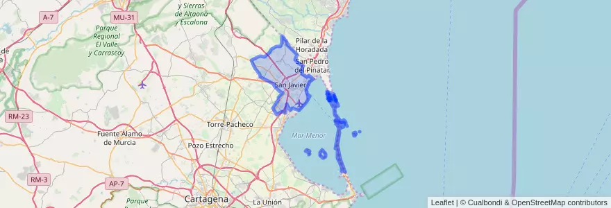 Mapa de ubicacion de San Javier.