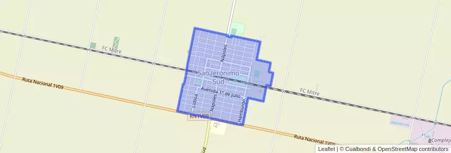 Mapa de ubicacion de San Jerónimo Sud.