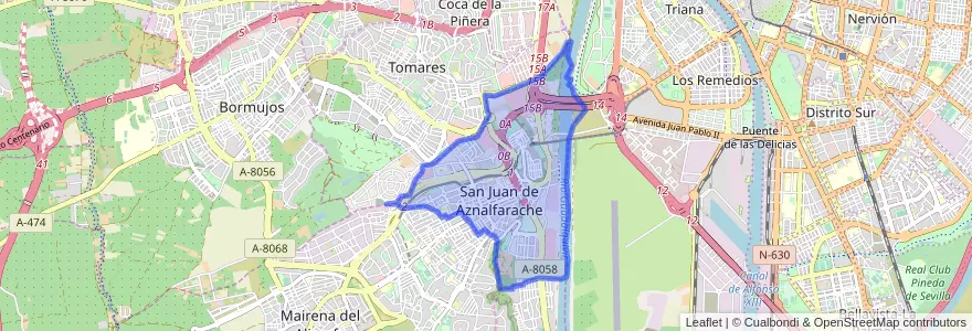 Mapa de ubicacion de San Juan de Aznalfarache.
