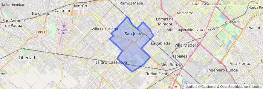 Mapa de ubicacion de San Justo.