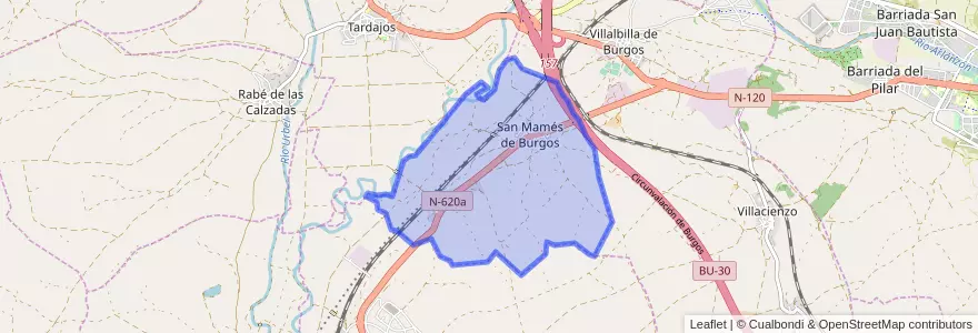Mapa de ubicacion de San Mamés de Burgos.