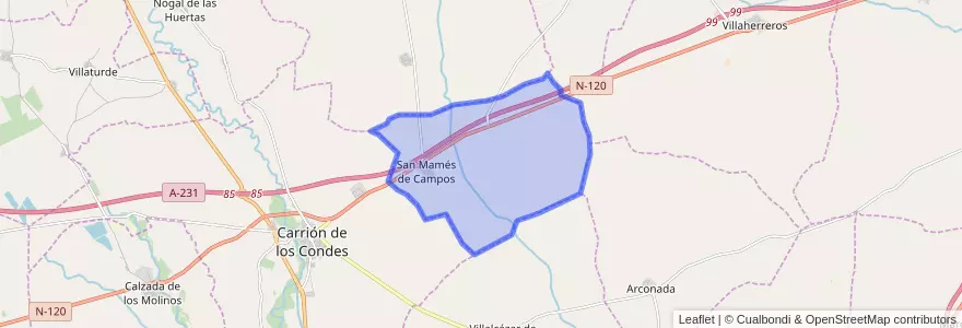 Mapa de ubicacion de San Mamés de Campos.