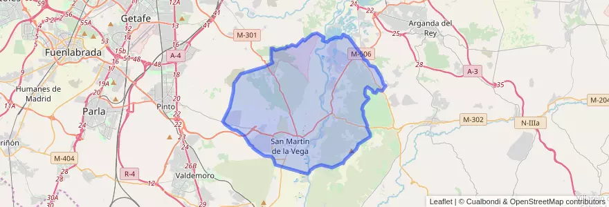 Mapa de ubicacion de San Martín de la Vega.