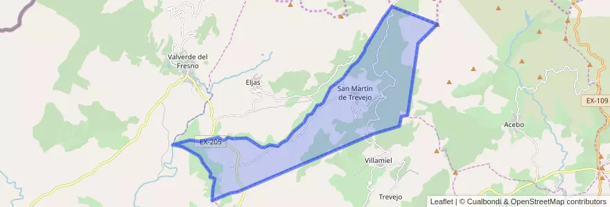 Mapa de ubicacion de San Martín de Trevejo.