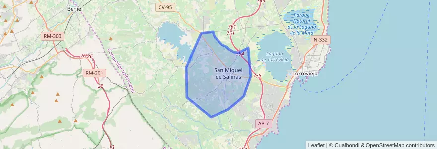 Mapa de ubicacion de San Miguel de Salinas.