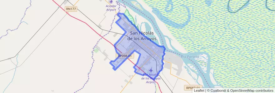 Mapa de ubicacion de San Nicolás de los Arroyos.