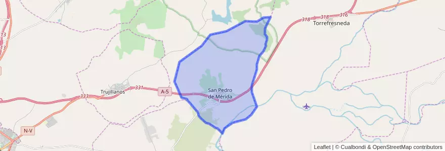 Mapa de ubicacion de San Pedro de Mérida.