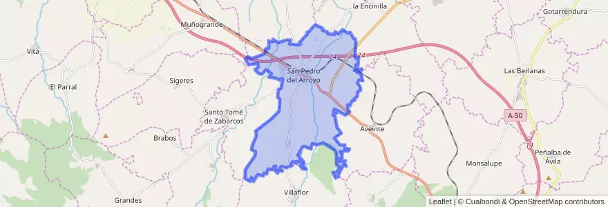 Mapa de ubicacion de San Pedro del Arroyo.
