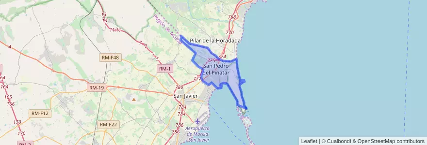 Mapa de ubicacion de San Pedro del Pinatar.