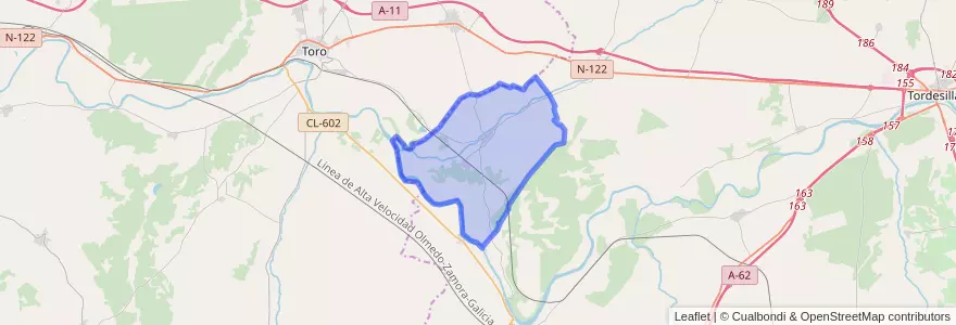 Mapa de ubicacion de San Román de Hornija.