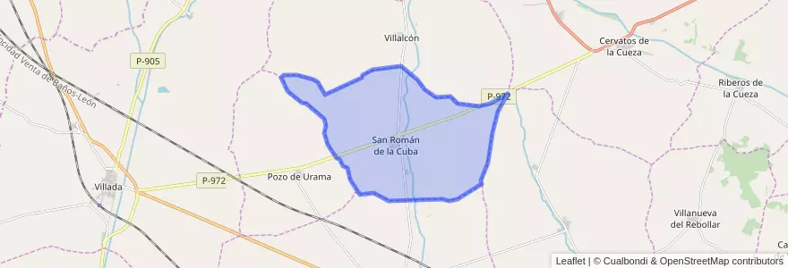 Mapa de ubicacion de San Román de la Cuba.