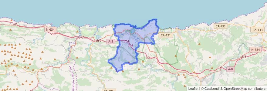 Mapa de ubicacion de San Vicente de la Barquera.