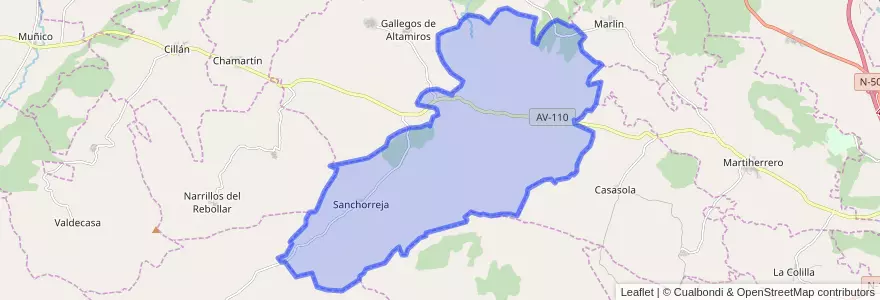 Mapa de ubicacion de Sanchorreja.