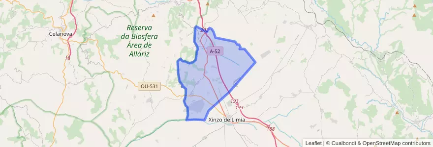 Mapa de ubicacion de Sandiás.