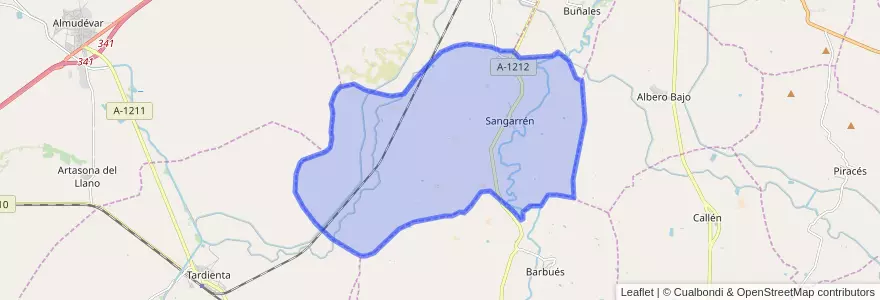 Mapa de ubicacion de Sangarrén.