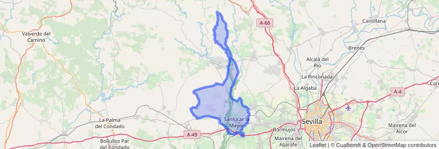 Mapa de ubicacion de Sanlúcar la Mayor.
