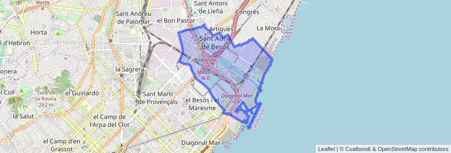 Mapa de ubicacion de Sant Adrià de Besòs.
