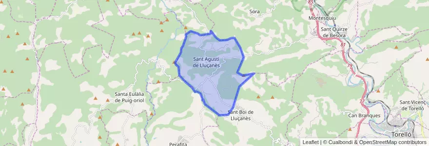 Mapa de ubicacion de Sant Agustí de Lluçanès.