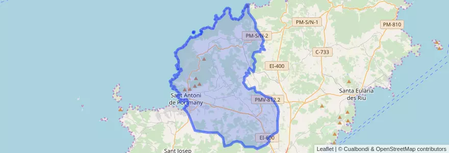Mapa de ubicacion de Sant Antoni de Portmany.