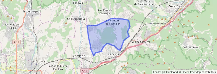 Mapa de ubicacion de Sant Antoni de Vilamajor.