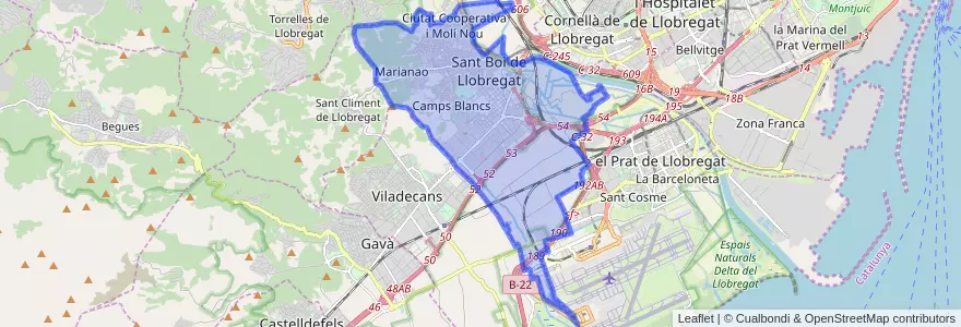 Mapa de ubicacion de Sant Boi de Llobregat.