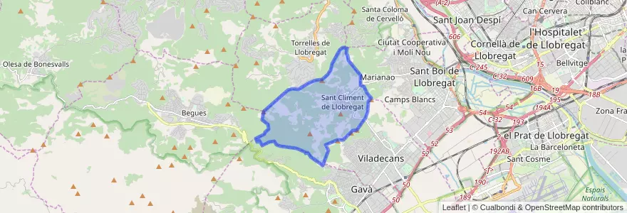 Mapa de ubicacion de Sant Climent de Llobregat.