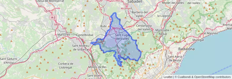 Mapa de ubicacion de Sant Cugat del Vallès.