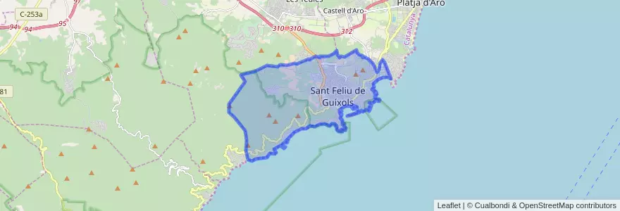 Mapa de ubicacion de Sant Feliu de Guíxols.